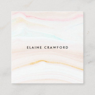 Modern soft pastel blush pink marble agate pattern square business card