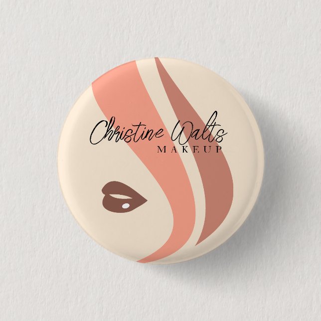 Modern Soft Peach and Earthy Makeup Artist Simple 3 Cm Round Badge (Front)