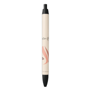 Modern Soft Peach and Earthy Makeup Artist Simple Black Ink Pen