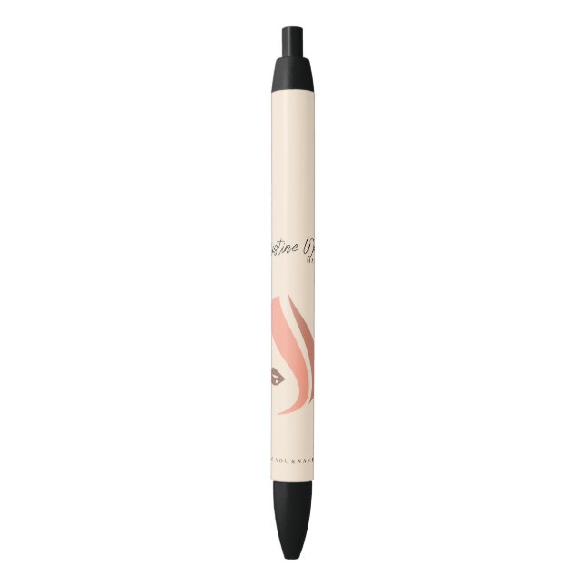 Modern Soft Peach and Earthy Makeup Artist Simple Black Ink Pen (Front Vertical)
