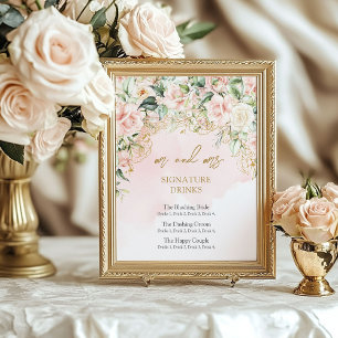 Modern soft pink and gold signature drinks poster