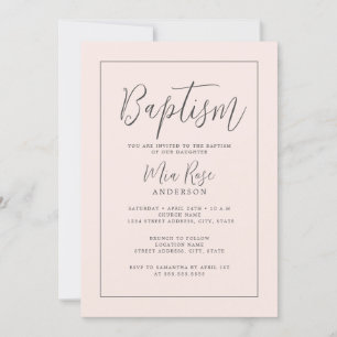 Modern Soft Pink Girl Baptism  Invitation
