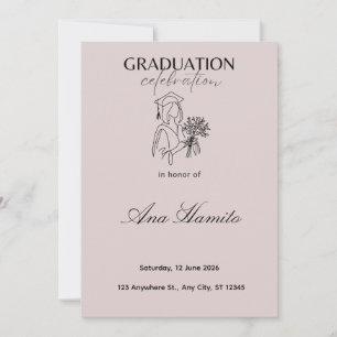 Modern Soft Pink Graduation Invitation