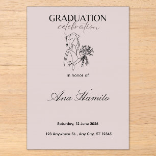 Modern Soft Pink Graduation Invitation