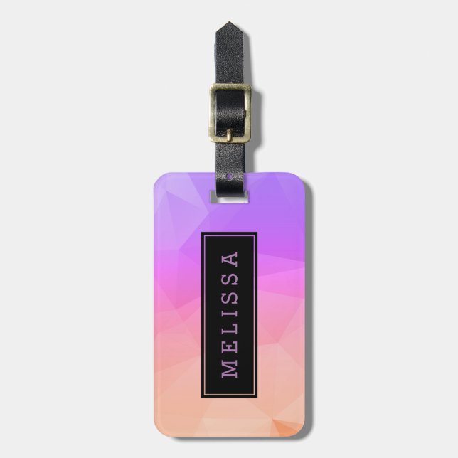 Modern Soft Pink & Lavender Geometric Pattern Luggage Tag (Front Vertical)