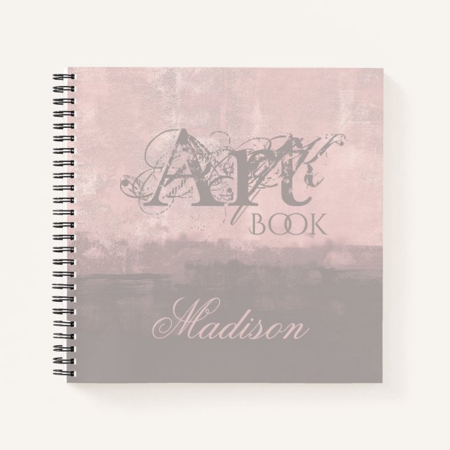 Modern Soft pink mallow Your Name Art Book (Front)
