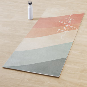 Modern Soft Rainbow Abstract Monogram Yoga Mat
