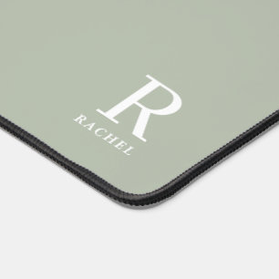 Modern Soft Sage Custom Initial Monogram Desk Mat