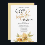 Modern Soft Yellow Floral Surprise 60th Birthday Invitation<br><div class="desc">This invitation has an airy elegance that is perfect for your special event. This design features soft yellow flowers and custom typography on a crisp white background. The reverse side features a soft yellow colour. Add your information to complete the look.</div>