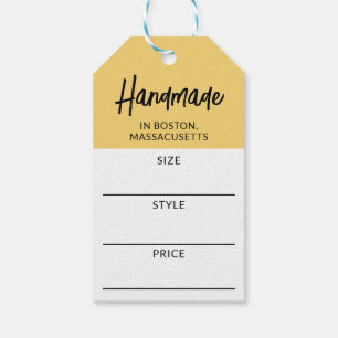 Modern Soft Yellow Handmade Size & Price Tag