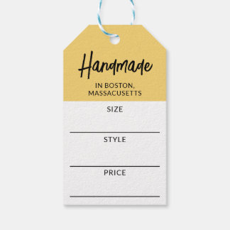 Modern Soft Yellow Handmade Size & Price Tag