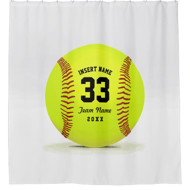 Modern Softball Team Shower Curtain (Front)