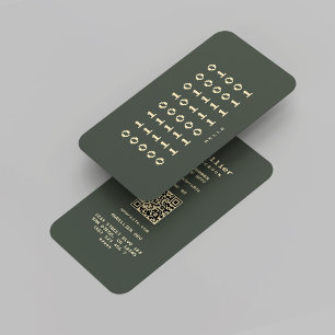 Modern Software Developer Binary Dark Green Gold Business Card