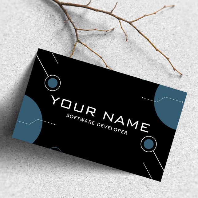 Modern Software Developer Technology Web Design Business Card (Creator Uploaded)