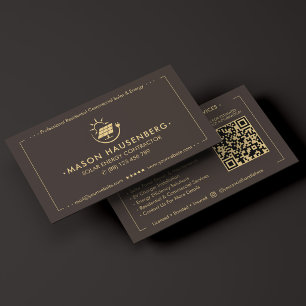 Modern Solar Energy Contractor Espresso Business Card