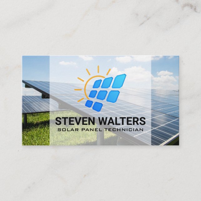 Modern Solar Panel Logo | Eco Tech Business Card (Front)
