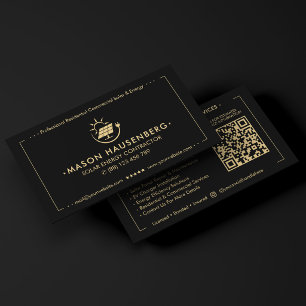 Modern Solar Panel Specialist Black Business Card