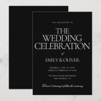 Modern Solid Black Black Elegant Custom Wedding