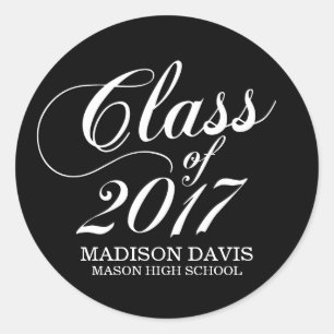 Modern Solid Black   Graduation Stickers