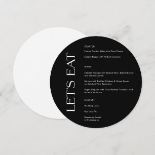 Modern Solid Black Typography Let's Eat Wedding Menu
