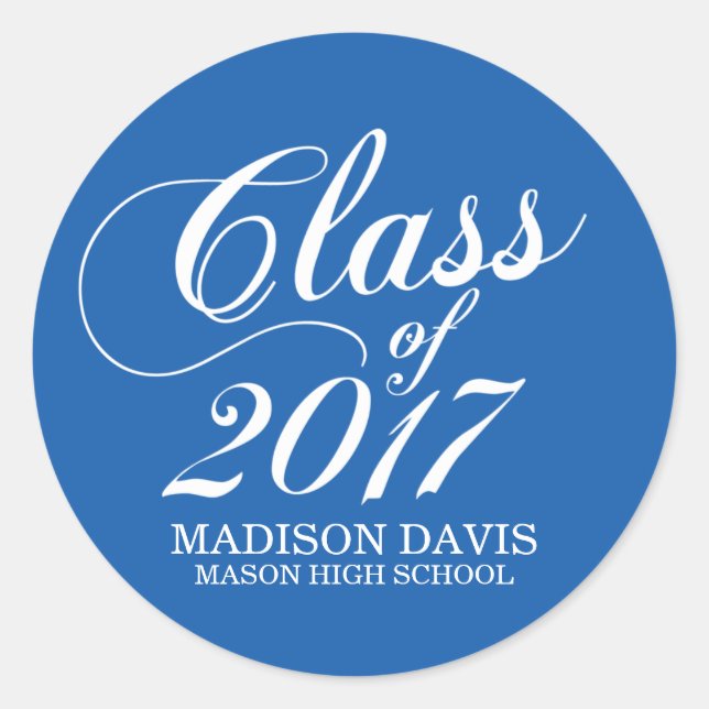 Modern Solid Blue | Graduation Stickers (Front)