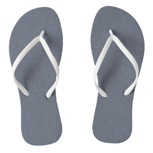 Modern Solid Blue Grey Linen Flip Flops