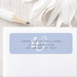 Modern Solid Blue White Script Monogram