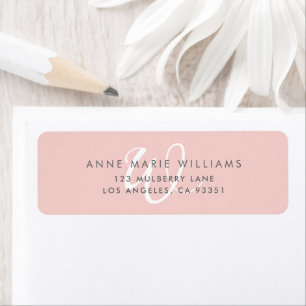 Modern Solid Blush Pink White Script Monogram