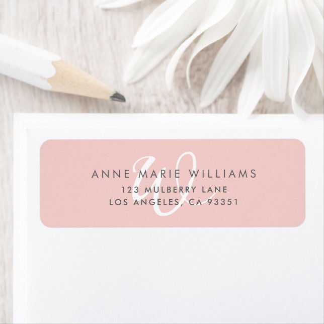 Modern Solid Blush Pink White Script Monogram (Insitu)