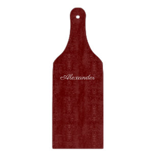 Modern solid Burgundy red template,  White Script  Cutting Board