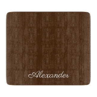 Modern solid colour Brown template,  White Script  Cutting Board