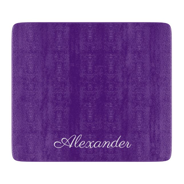 Modern Solid Colour Dark Purple White Script    Cutting Board (Front)