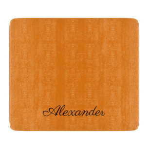 Modern Solid colour orange template black script   Cutting Board