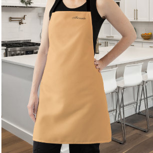 Modern Solid colour Peach template Black Script Apron