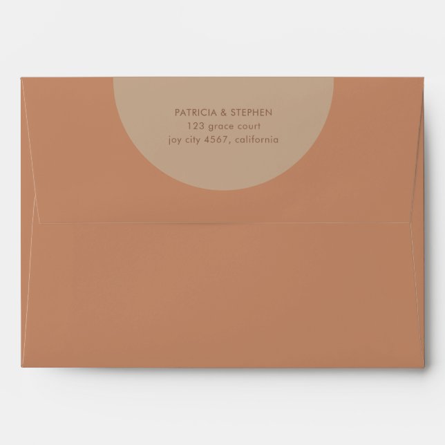 Modern Solid Geometric Sand Earth Wedding Envelope (Back (Top Flap))