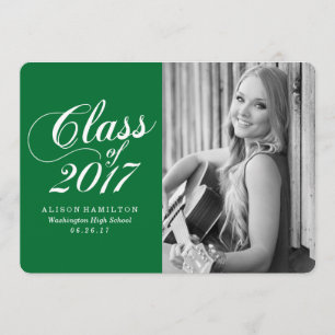 Modern Solid Green Graduation Announcement