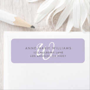 Modern Solid Lavender White Script Monogram