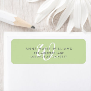 Modern Solid Light Green White Script Monogram