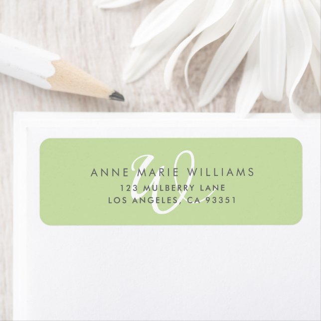 Modern Solid Light Green White Script Monogram (Insitu)