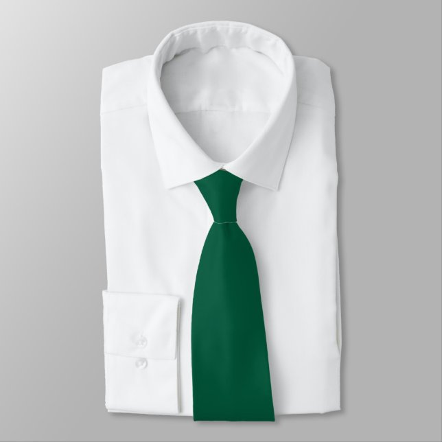 Modern Solid Minimal Spruce Green Monogram Tie (Tied)