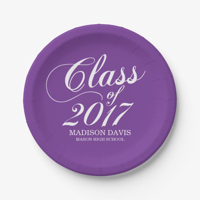 Modern Solid Purple | Graduation Paper Plate (Front)