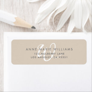 Modern Solid Tan White Script Monogram