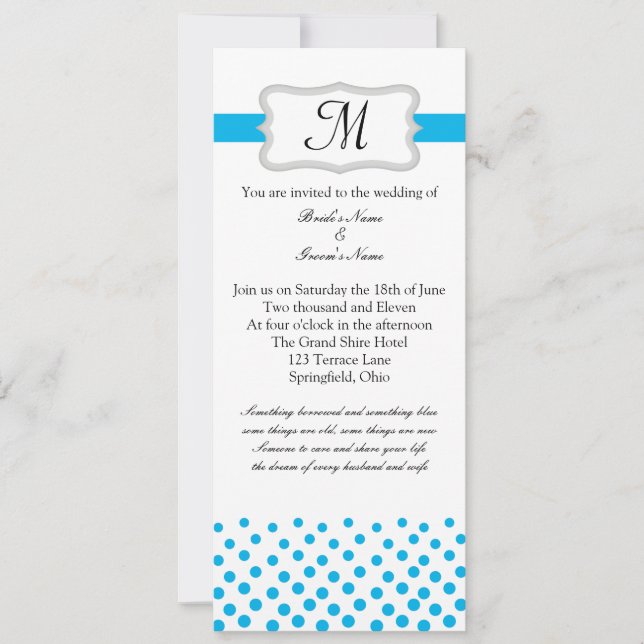 Modern Something Blue Invitation (Front)