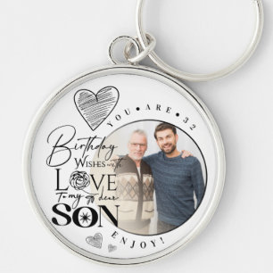 Modern Son , grandson Birthday Typography Photo Key Ring