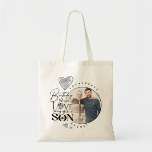 Modern Son , grandson Birthday Typography Photo Tote Bag