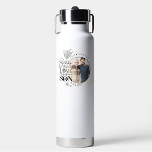 Modern Son , grandson Birthday Typography Photo Water Bottle