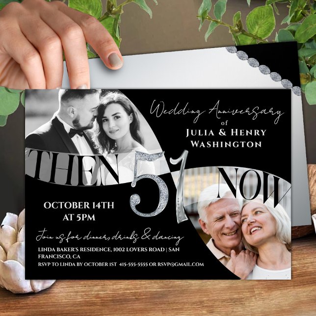 Modern Sophisticated 51st Wedding Anniversary Invitation (Creator Uploaded)