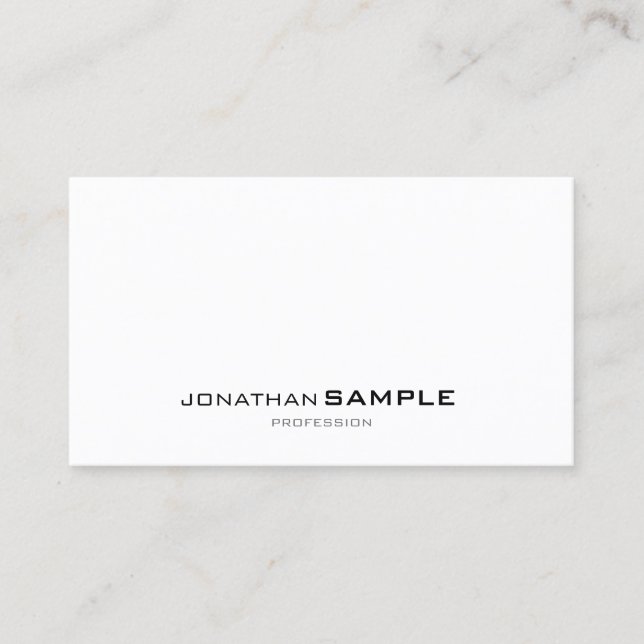 Modern Sophisticated Clean Design Trendy White Business Card (Front)
