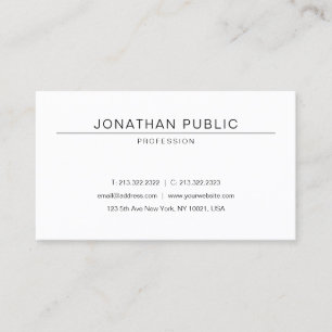 Modern Sophisticated Design Trendy Sleek Plain Business Card