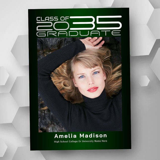 Modern Sophisticated Futuristic Photo Graduation Announcement (Available in high quality print or instant download for quick messaging, email or self printing.)
